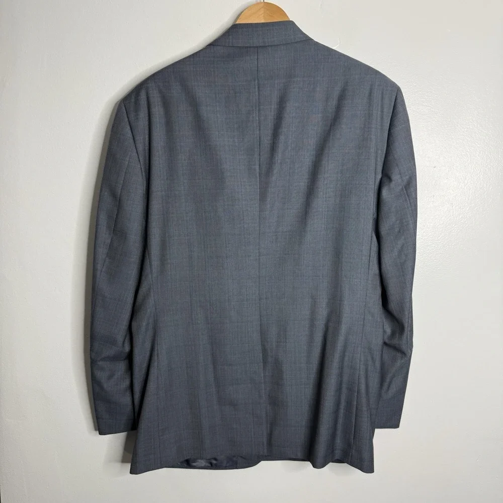 Jos. A. Bank James Wool Silk Blend Blazer Jacket  Blue Plaid 44R Preppy Business
